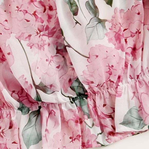 Floral bandeau top with sleeves NWOT size Small - Picture 4 of 7